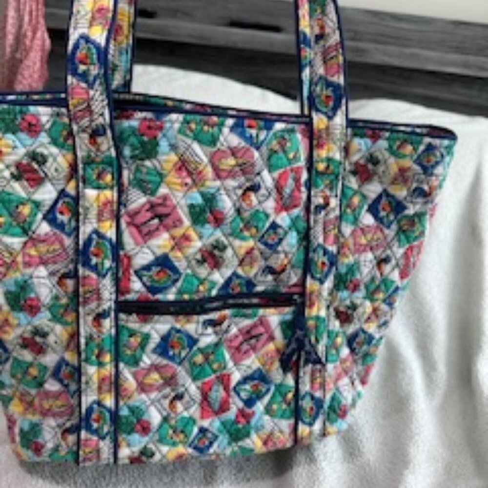 Vera Bradley Cuban Stamps Quilted Tote Bag NWOT